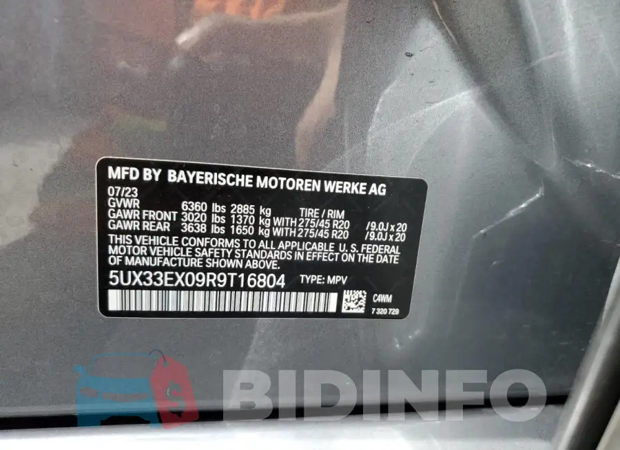 5UX33EX09R9T16804 Photo# 13