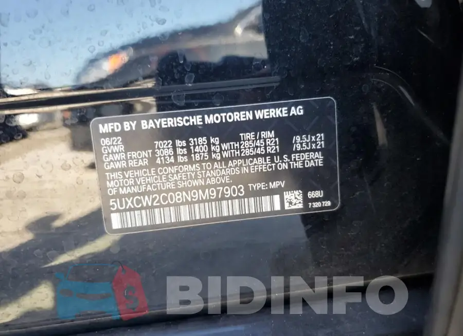 5UXCW2C08N9M97903 Photo# 13