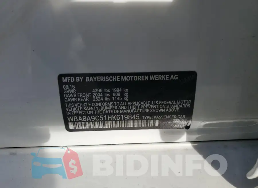 WBA8A9C51HK619845 Photo# 12