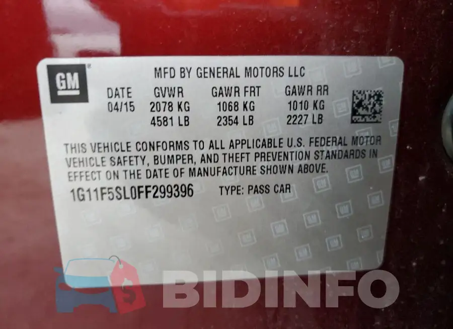 1G11F5SL0FF299396 Photo# 13
