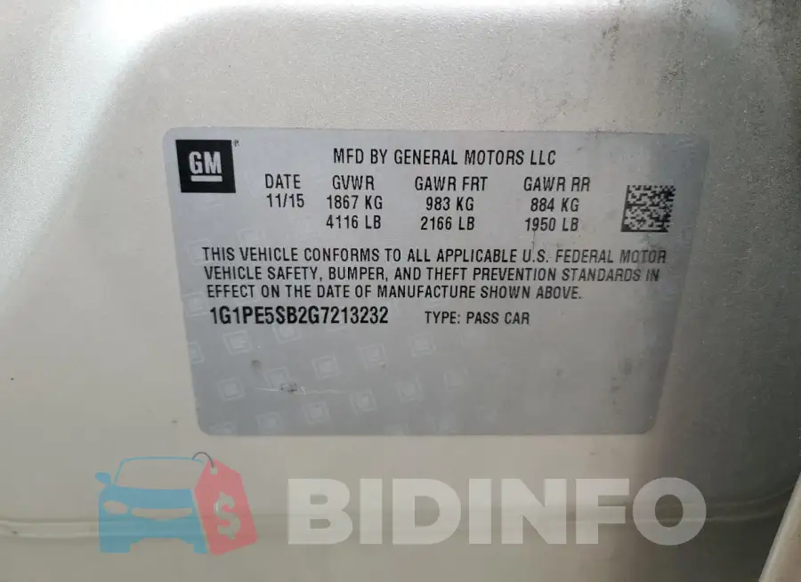 1G1PE5SB2G7213232 Photo# 12