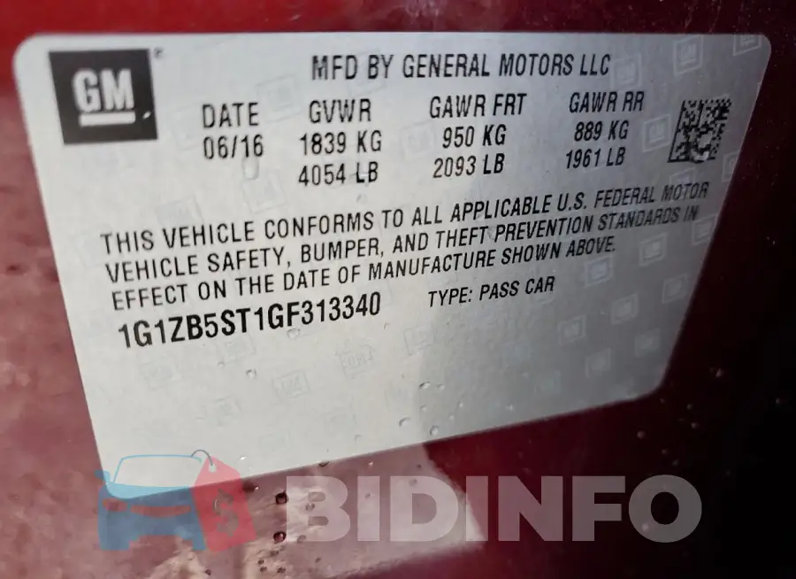 1G1ZB5ST1GF313340 Photo# 12
