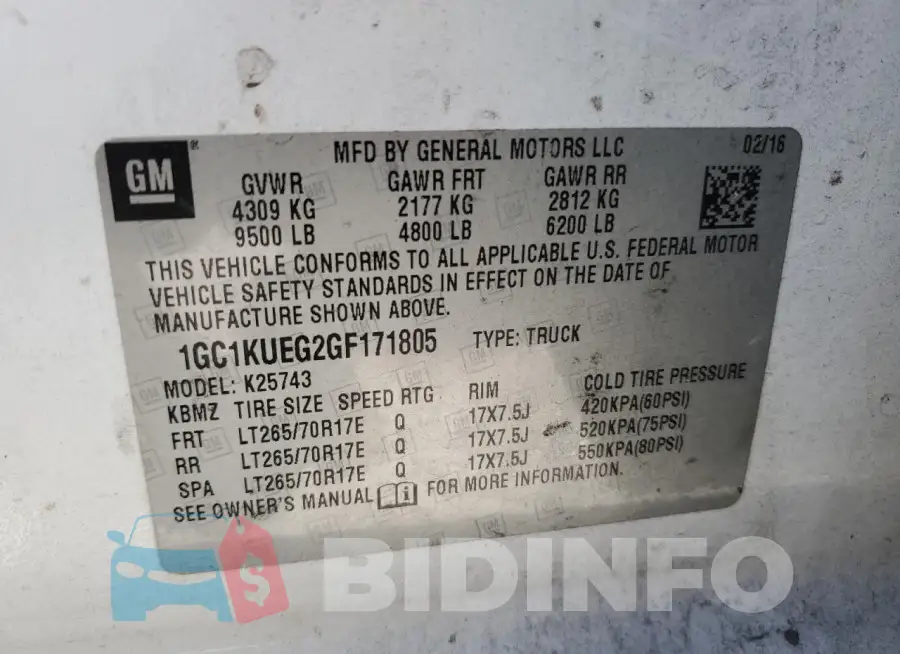 1GC1KUEG2GF171805 Photo# 12