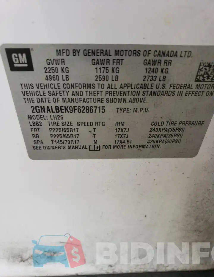 2GNALBEK9F6286715 Photo# 13