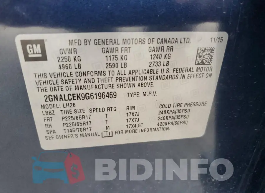 2GNALCEK9G6196469 Photo# 13