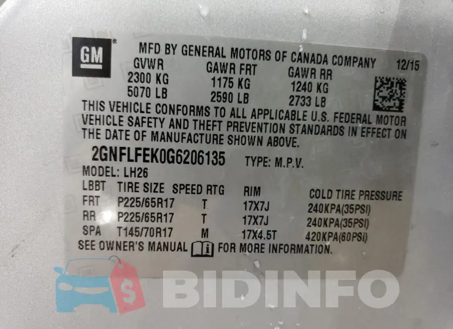 2GNFLFEK0G6206135 Photo# 14