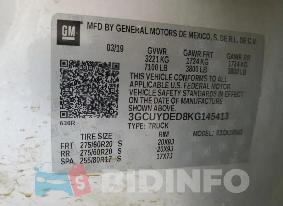 3GCUYDED8KG145413 Photo# 12