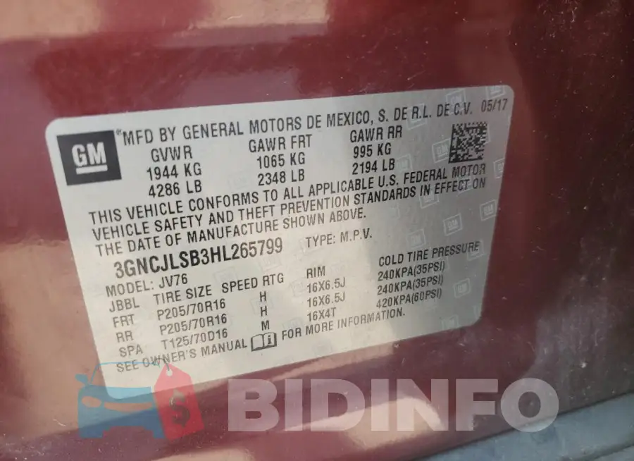 3GNCJLSB3HL265799 Photo# 13