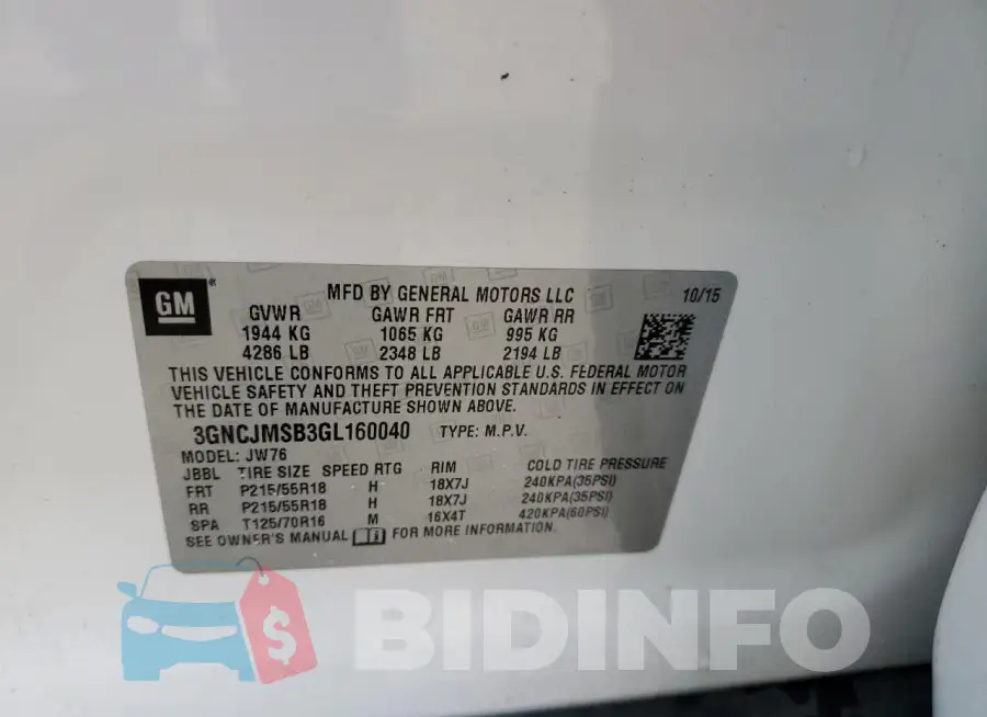 3GNCJMSB3GL160040 Photo# 12