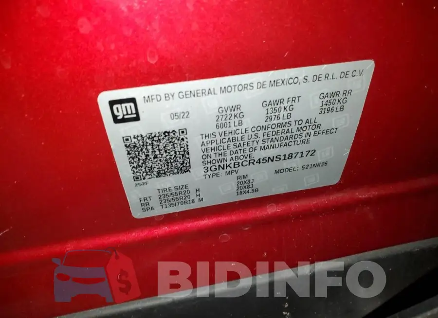 3GNKBCR45NS187172 Photo# 13