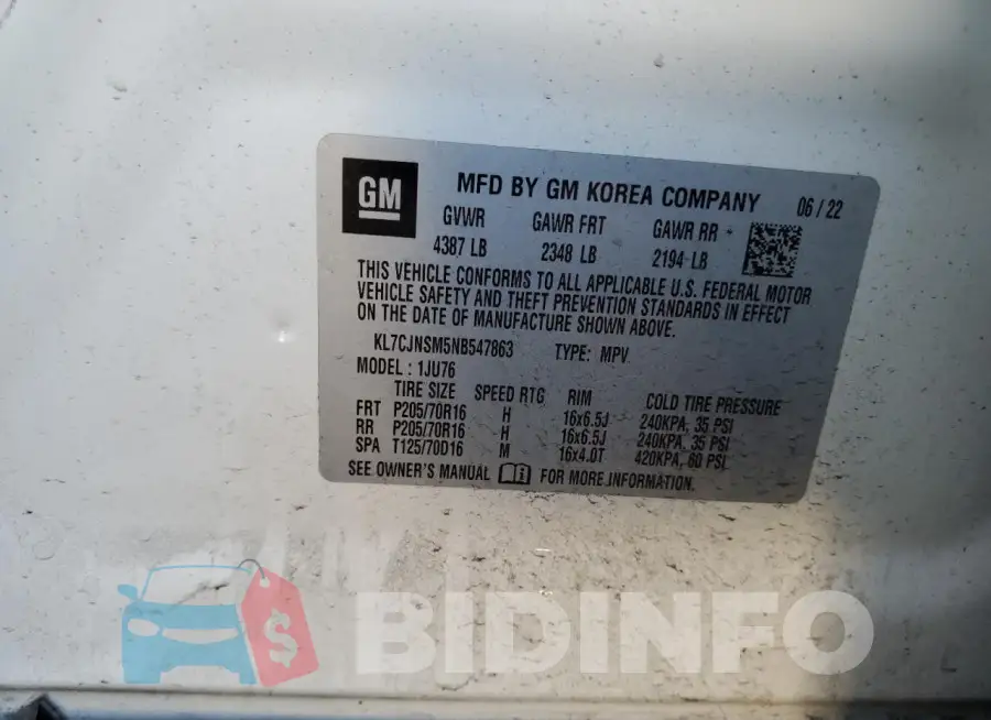 KL7CJNSM5NB547863 Photo# 12