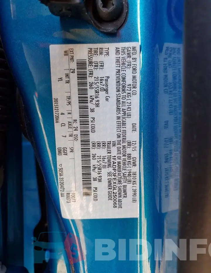 1FADP3FEXGL250068 Photo# 13