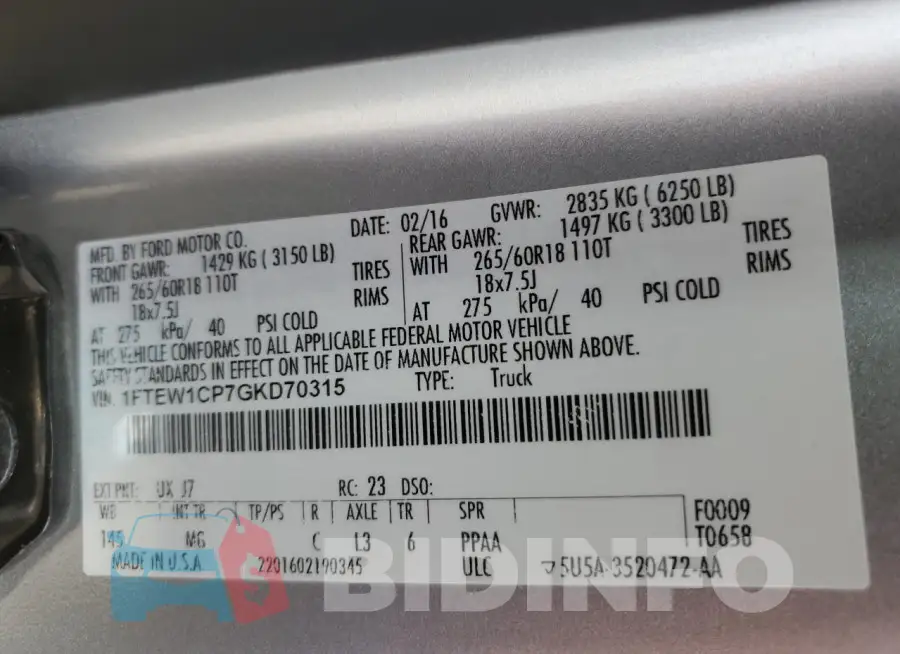 1FTEW1CP7GKD70315 Photo# 12