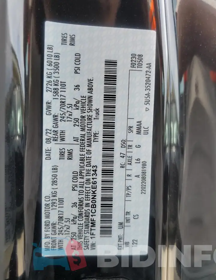 1FTMF1CB0NKE61343 Photo# 12