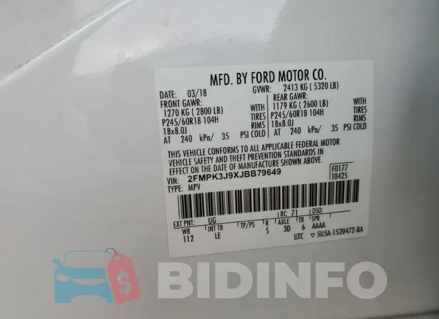2FMPK3J9XJBB79649 Photo# 13