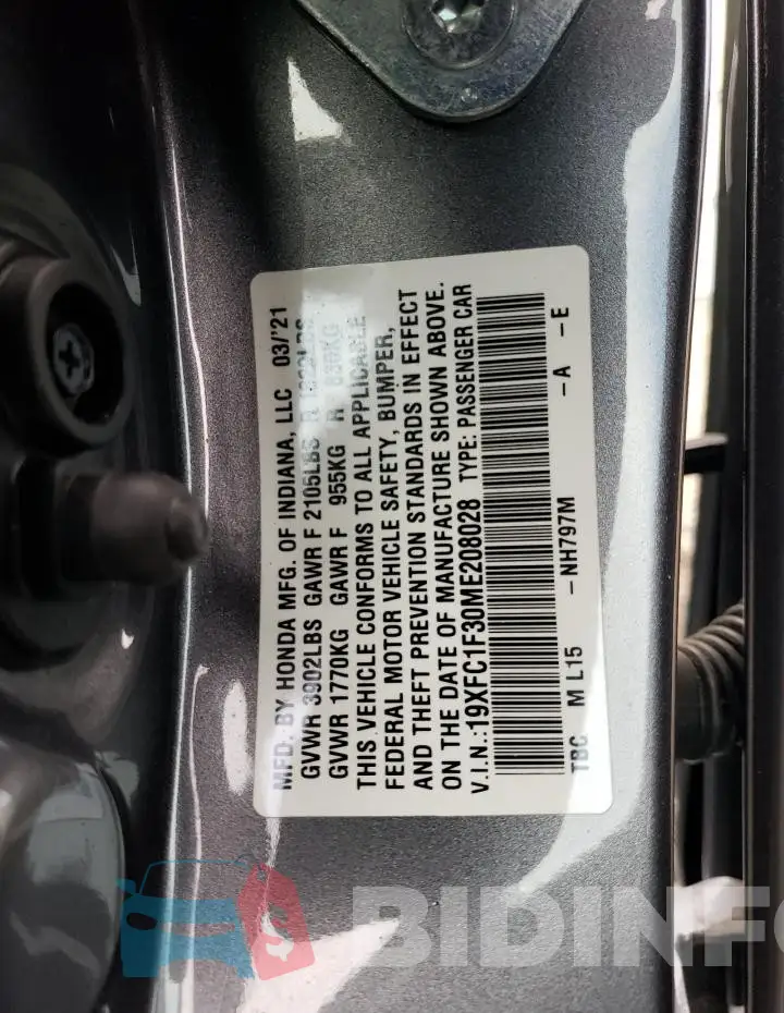 19XFC1F30ME208028 Photo# 12