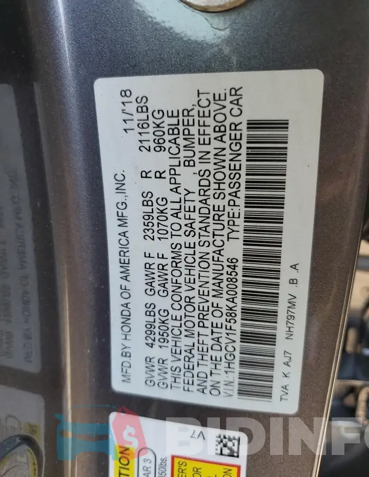 1HGCV1F58KA008546 Photo# 12