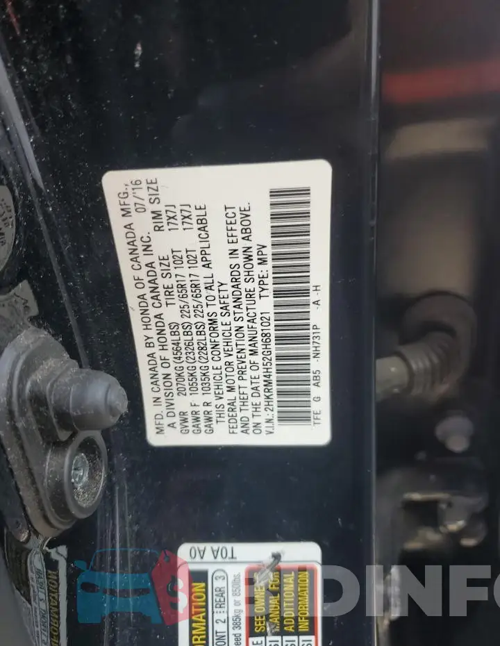 2HKRM4H52GH681021 Photo# 14