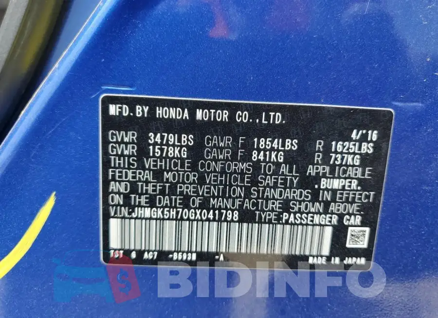 JHMGK5H70GX041798 Photo# 12