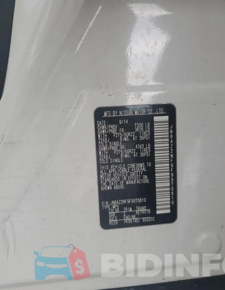 JN8AZ2NF9F9570610 Photo# 14