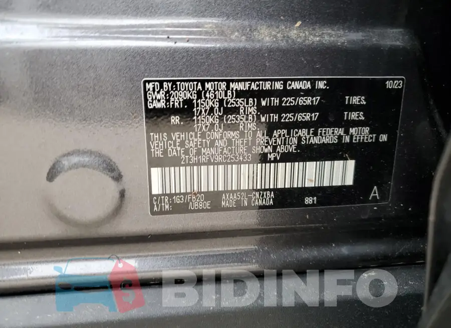2T3H1RFV9RC253433 Photo# 14