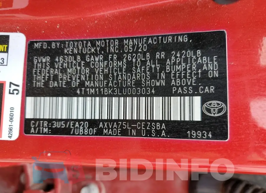 4T1M11BK3LU003034 Photo# 13