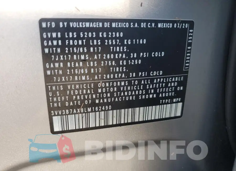 3VV3B7AX8LM162490 Photo# 14