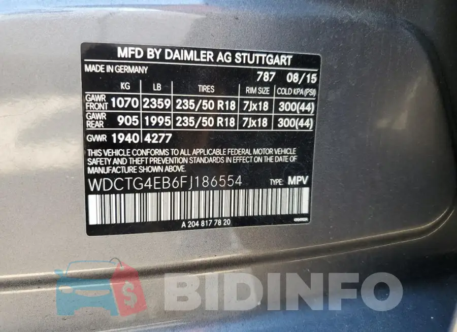 WDCTG4EB6FJ186554 Photo# 14