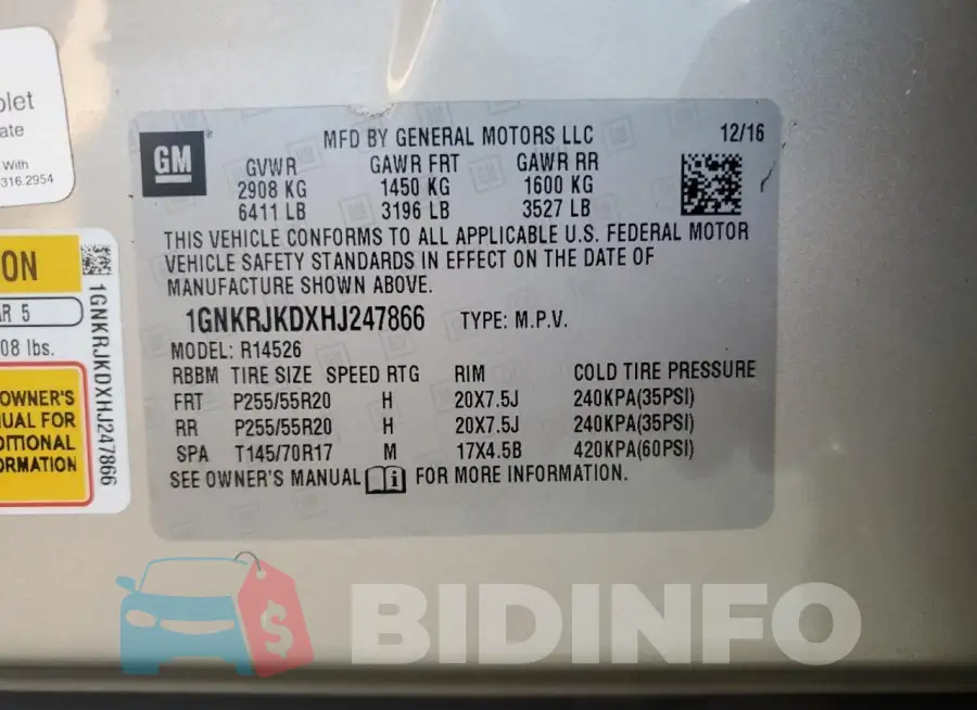 1GNKRJKDXHJ247866 Photo# 13