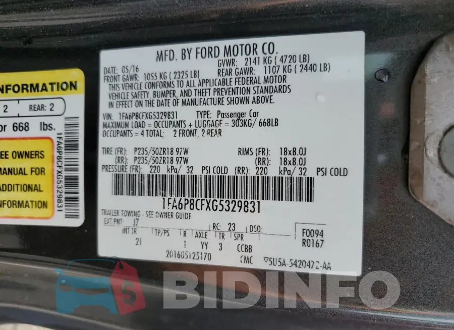 1FA6P8CFXG5329831 Photo# 12