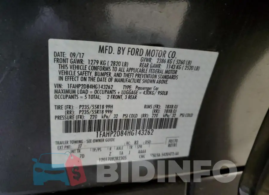 1FAHP2D84HG143262 Photo# 12