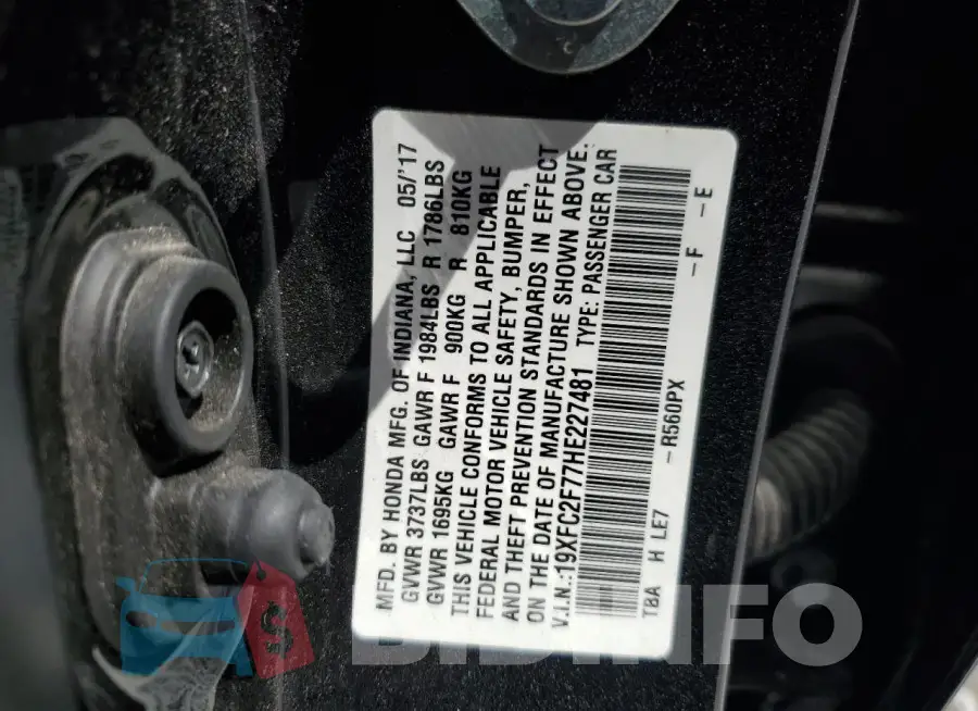 19XFC2F77HE227481 Photo# 12
