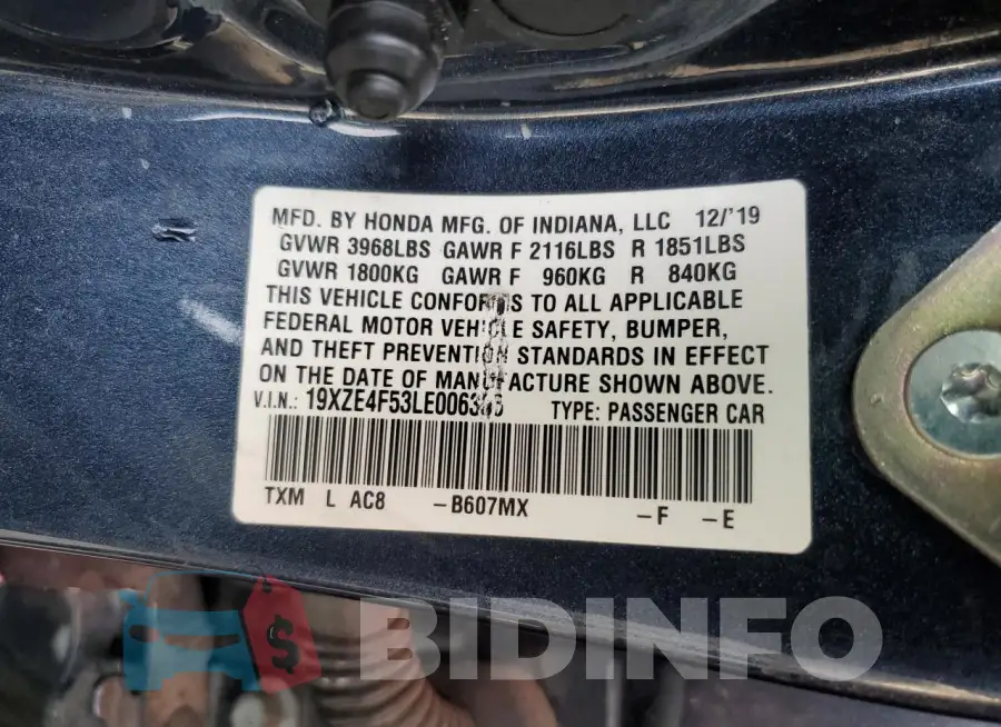 19XZE4F53LE006325 Photo# 13
