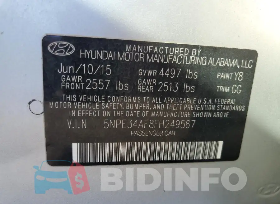 5NPE34AF8FH249567 Photo# 12