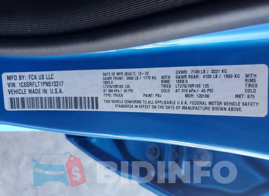 1C6SRFLT1PN513317 Photo# 12