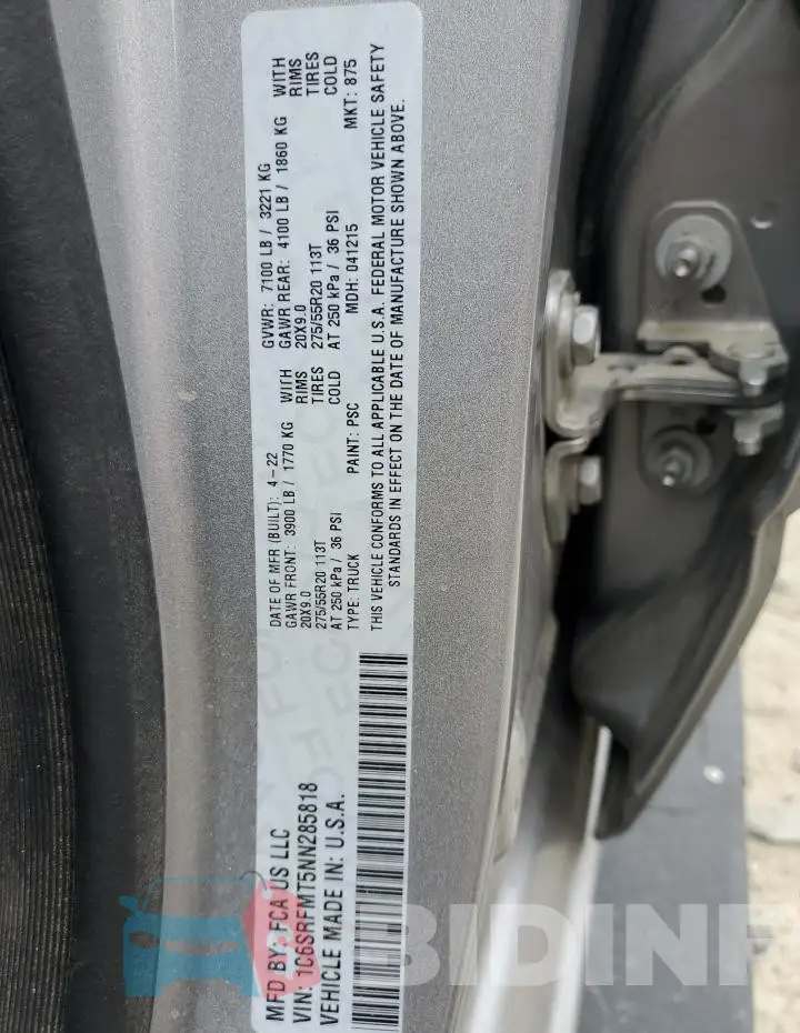 1C6SRFMT5NN285818 Photo# 13