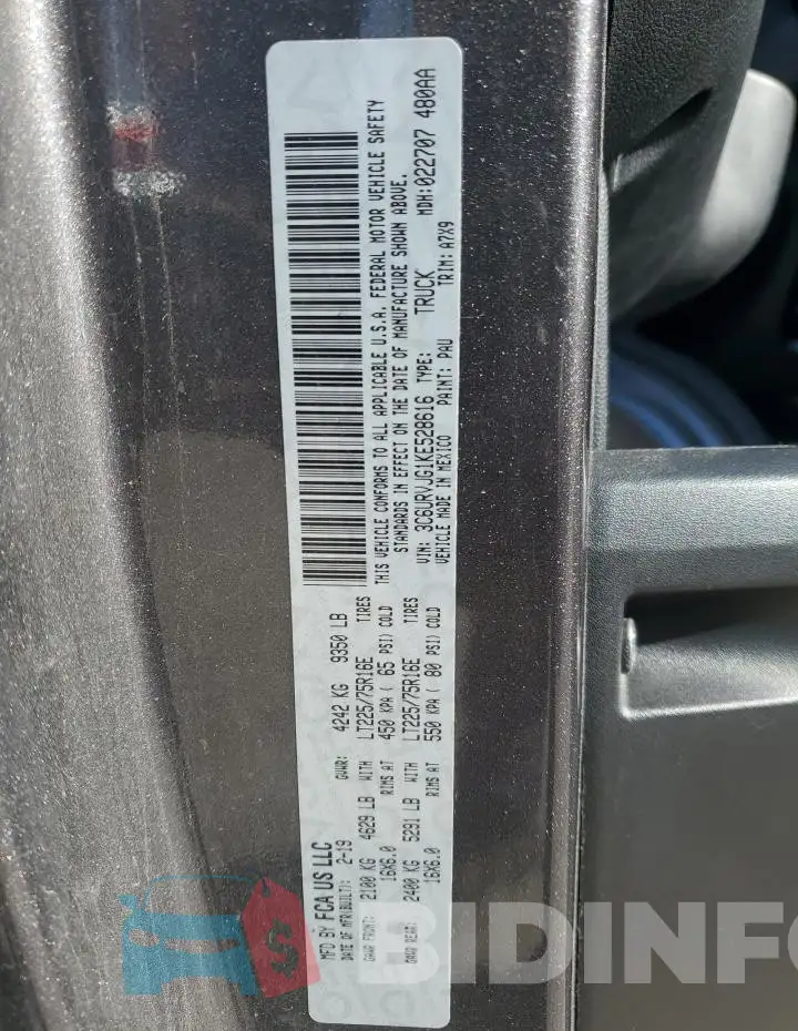 3C6URVJG1KE528616 Photo# 13