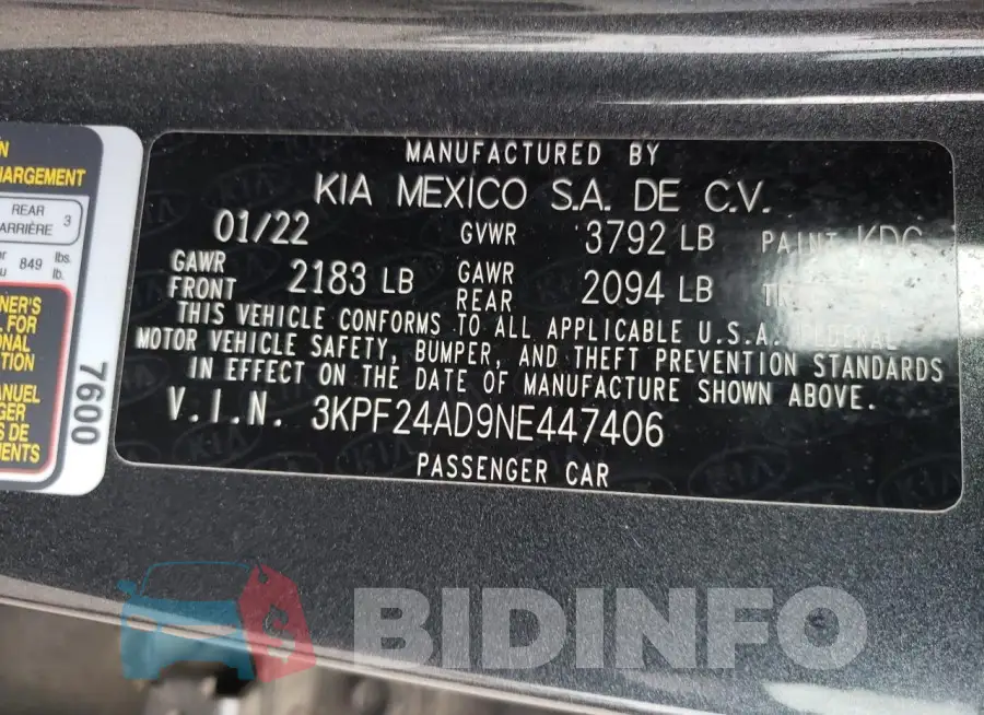 3KPF24AD9NE447406 Photo# 12