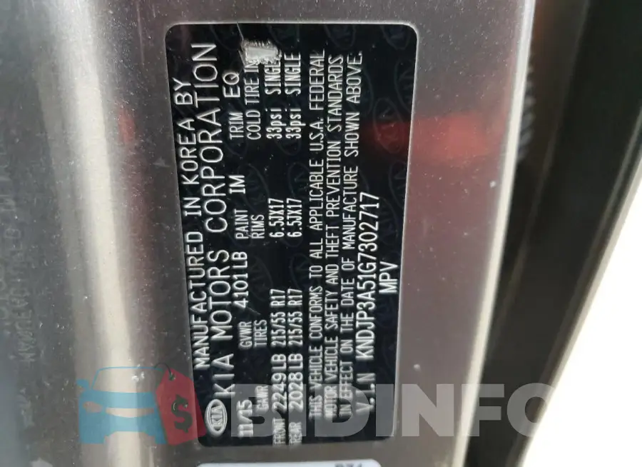 KNDJP3A51G7302717 Photo# 12