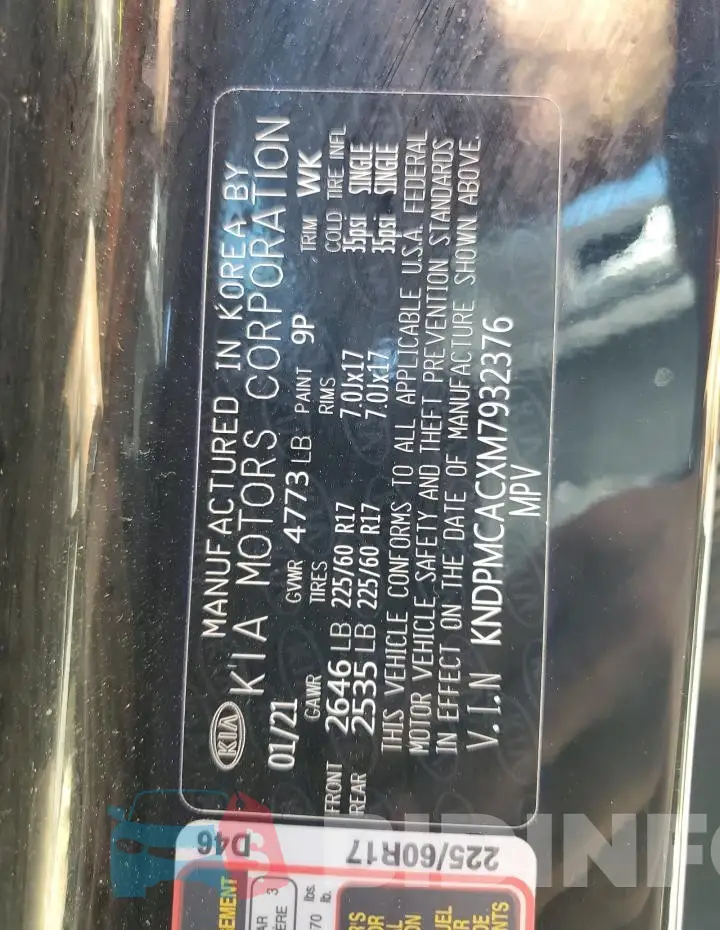 KNDPMCACXM7932376 Photo# 13