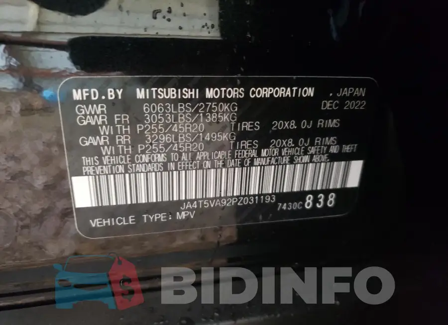 JA4T5VA92PZ031193 Photo# 13