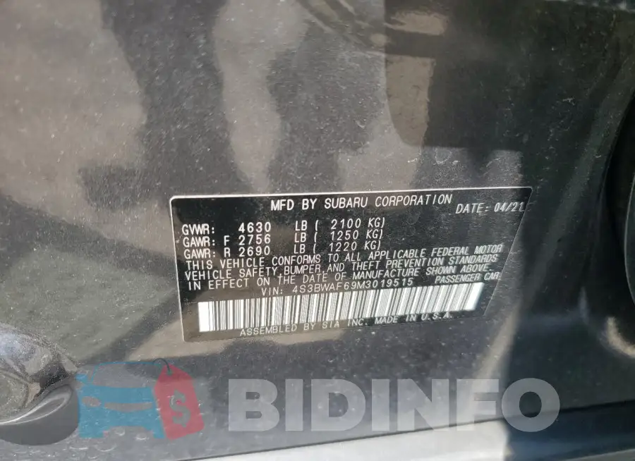 4S3BWAF69M3019515 Photo# 12