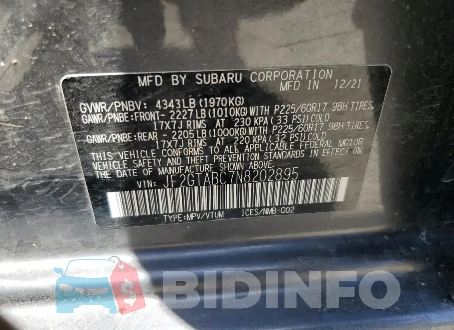 JF2GTABC7N8202895 Photo# 12