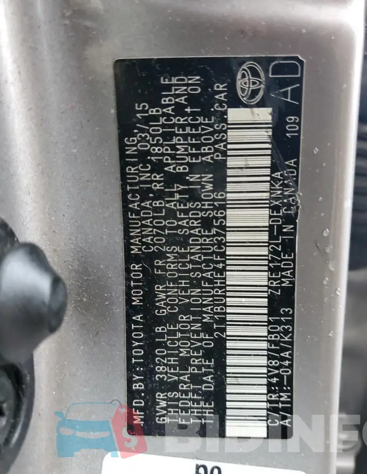 2T1BURHE4FC375616 Photo# 12