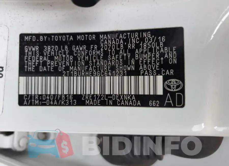 2T1BURHE9GC641231 Photo# 12
