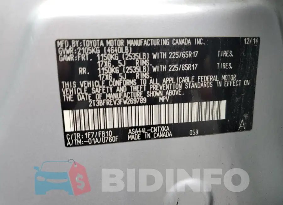 2T3BFREV3FW269789 Photo# 13