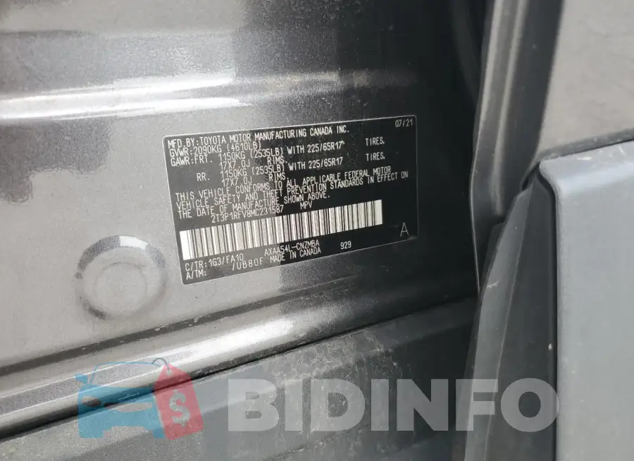 2T3P1RFV8MC231587 Photo# 13