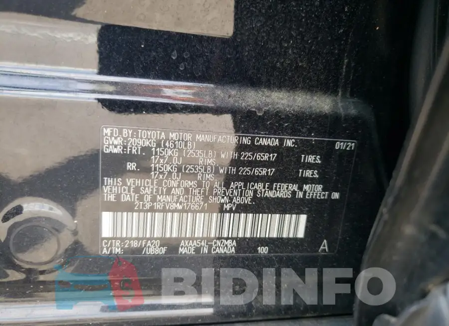2T3P1RFV8MW176671 Photo# 14
