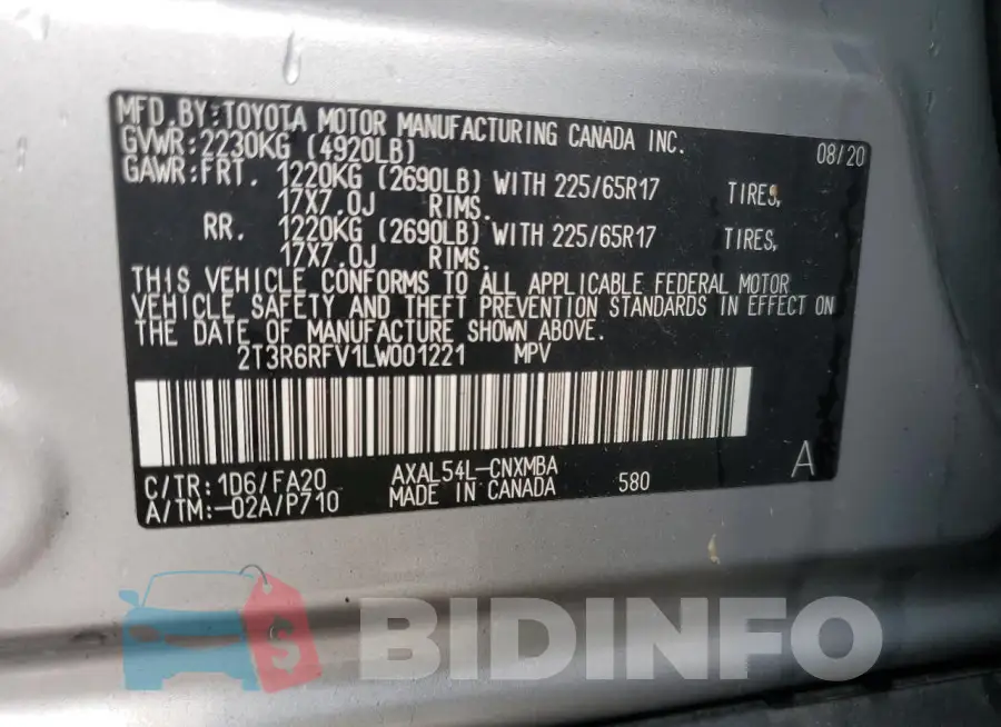 2T3R6RFV1LW001221 Photo# 13