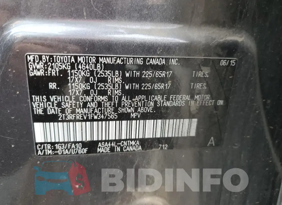 2T3RFREV1FW347565 Photo# 12